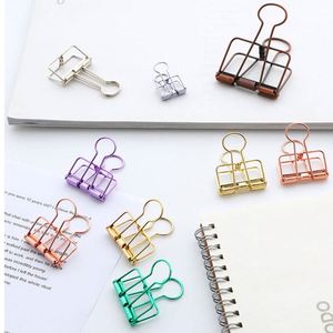 Colorful Stainless Steel Wire Eco-Friendly Binder <b>Clip</b> Hollow Skeleton Fold Back Clamp with Long Tail for Desk Office School - Product Image 2