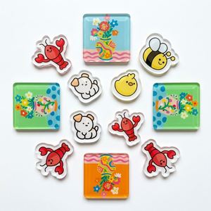 Magnets de réfrigérateur 3D en acrylique personnalisés et mignons, ensemble d'aimants de réfrigérateur transparents brillants à thème dessin animé, décoration de bureau et cadeau pour tableau blanc et casier - Product Image 6