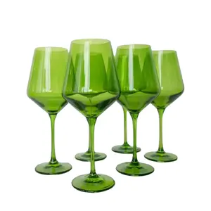 Yunzhifan Unbreakable Big 8 Oz Gems Green Color Vintage Blue Wine Glass Cup Crystal Glasses Goblets For Wine With Custom Logo