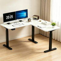 Cadre de bureau électrique réglable en hauteur en forme de L à 3 niveaux, personnalisable, pour les postes de travail de jeu, à domicile et au bureau