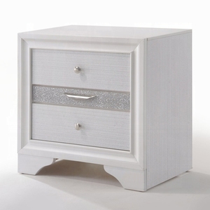 White Finish Wooden Nightstand With Storage <b>Drawers</b> Bedroom Furniture 1pc - Product Image 3