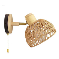 Lampe murale en rotin de bambou tissé à la main, style ferme, avec base d'ampoule E26 pour restaurants, hôtels, bureaux à domicile