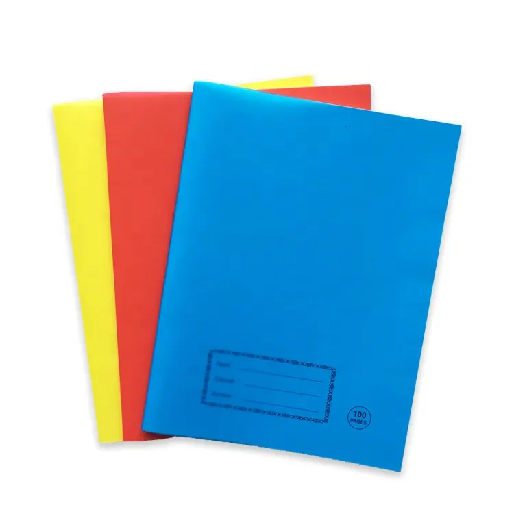 Usine directe papeterie cahiers d'exercices 100 Pages couverture en plastique personnalisée papier intérieur coloré cahier d'exercices pour l'école