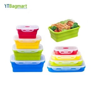 Food Grade BPA Free Silicone Folding Lunch Box Collapsible Foldable Silicone Food Storage Container