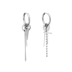 Boucles d'oreilles pendantes multi-éléments personnalisées en acier inoxydable, design minimaliste et original, bijoux de mode unisexe - Product Image 6