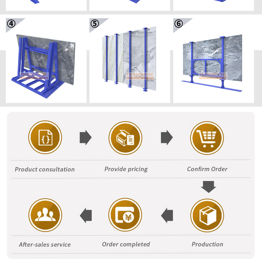 Factory direct large metal quartz showroom system glass Slabs marble granite sample shelf slab rock stone display stand