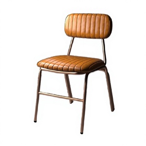 Silla de Comedor Industrial de Metal de Estilo Moderno de Mediados de Siglo, con Estructura Metálica y Tapicería de Cuero, para Restaurantes y Hoteles - Product Image 2