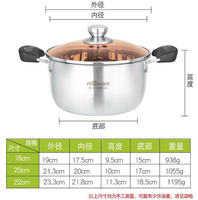 Marmite à soupe extra-épaisse en acier inoxydable de haute qualité à double anse, design moderne, compatible gaz et induction