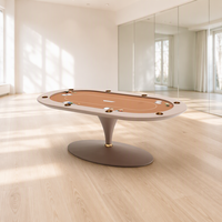 Table de poker de style moderne avec structure en acier inoxydable et revêtement en cuir microfibre, idéale pour les salles de jeux à domicile
