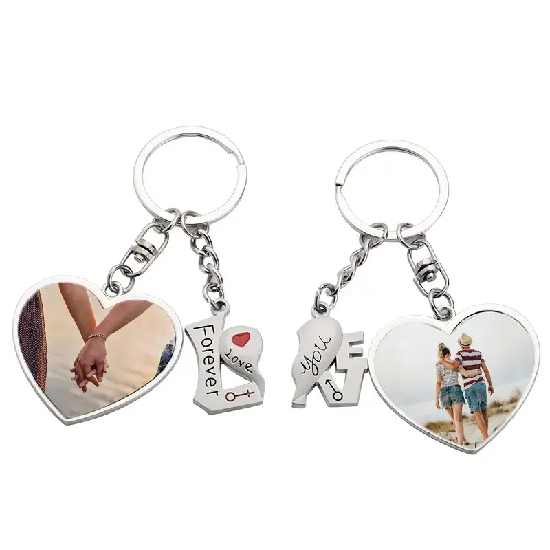 Cadeau de Saint Valentin Couple Porte-clés AMOUR Coeur Porte-clés Anneau Porte-clés Amant Romantique Aimant Sublimation Porte-clés