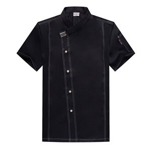 Ropa de cocinero de algodón y poliéster con bolsillo en el brazo, uniforme de <span class=keywords><strong>Pizza</strong></span> para restaurante de Hotel, ropa de cocina de trabajo, chaqueta personalizada de Chef negra - Product Image 1