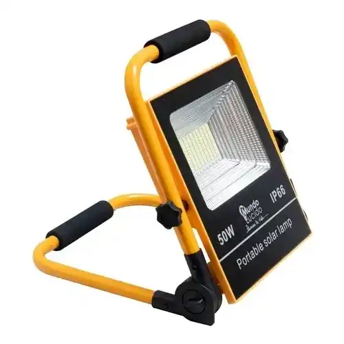 50W Rechargeable LED Floodlight Solar Panel Portable Warm White Light IP66/IP65 ABS/Aluminum Plastic for Garden Landscape ROHS