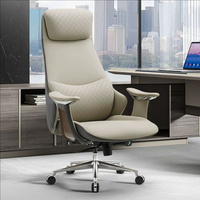 Chaise de bureau de luxe italienne en cuir, chaise de bureau ergonomique moderne pour cadres, base en aluminium confortable