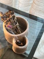 Porte-encens en céramique 2 parties rouge nordique fait à la main palo santo sauge feuille de laurier palo santo allumettes palo santo titulaire