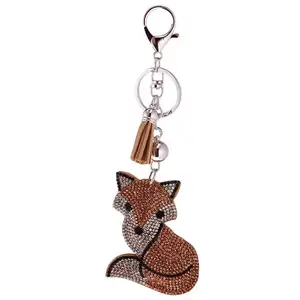 Fox Ornament Crystal Rhinestone Charm Diamond Animal Eye Charm Key Ring Charm Keychain