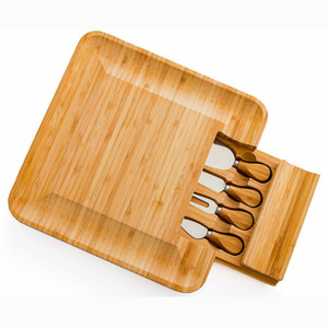 Bamboo cheese board <b>set</b>, bamboo cheese knife <b>set</b>, cheese board drawer, cheese board, cutting board, <b>square</b> - Product Image 5