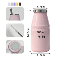Gobelet à lait en acier inoxydable de 280 ml avec fond en silicone et paille en acier inoxydable |   Étanche et portable