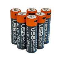 Aa Aaa baterai USB isi ulang 400mah, baterai USB isi ulang Li-ion 650 v 750mah 1.5 mah untuk peralatan rumah tangga kecil