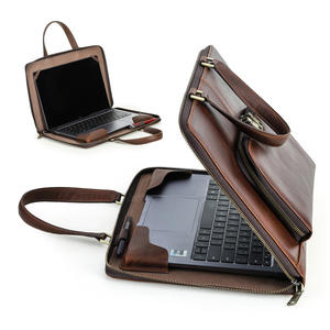 Borsa per Laptop in Vera Pelle Vintage Portatile di Grande Capacità con Tasca Personalizzabile per Viaggi d'Affari Macbook Pro 14 CF3067 - Product Image 2