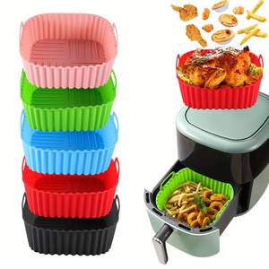 Colorful Reusable Silicone Air Fryer Liners - 8inch Square, suitable for 4-7 Qt air fryers, oven and <b>microwave</b> safe, easy to - Product Image 2