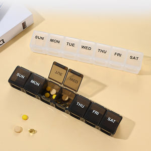 Haftalık ilaç kutusu hap saklama kutusu büyük bölmeli Vitamin planlayıcısı siyah haftalık hap saklama kutusu yükseltilmiş açık tasarım ile - Product Image 6
