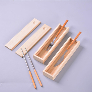 Custom Fine Bamboo Wood Chopsticks Box Slide Lid Gift Packaging Box Knife Wooden Tray Packaging Storage Chopsticks Wood Box