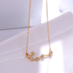 Bijoux fantaisie Shopee Cadeau de naissance <span class=keywords><strong>Horoscope</strong></span> céleste Signe du zodiaque Pendentif en cristal Plaqué or Signe étoile Colliers avec carte - Product Image 3