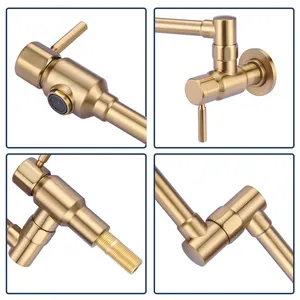 황동 접는 주둥이 주방 싱크 탭 더블 조인트 스윙 암 벽 마운트 수도꼭지 냄비 필러 탭