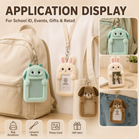 Porte-badge en peluche en gros, motif animal de dessin animé mignon, étui transparent pour carte, idéal pour événements scolaires et clubs, avec logo personnalisé