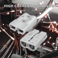 Connecteur de prise d'alimentation automobile 2 broches (2P) à courant élevé, avec contact en cuivre, boîtier PC, indice de protection IP67, 20A, vente en gros