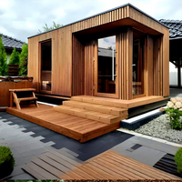 Sauna Exterior de Lujo para 2-6 Personas, Moderna, de Madera de Cedro Rojo Sólido, con Estufa Eléctrica y Baño de Vapor