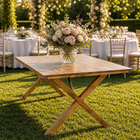 Table de ferme pliante traditionnelle en bois massif durable à pieds en X pour usage extérieur, hôtels et restaurants, style ferme