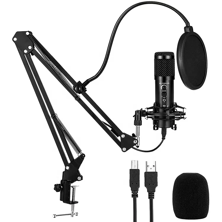 Microfone usb condensador profissional, gravação de estúdio para podcast, jogos, computador