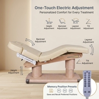Table de massage électrique à 4 moteurs, couleur personnalisée, base en bois grainé, levage par moteur puissant, lit de spa et de bien-être pour salon