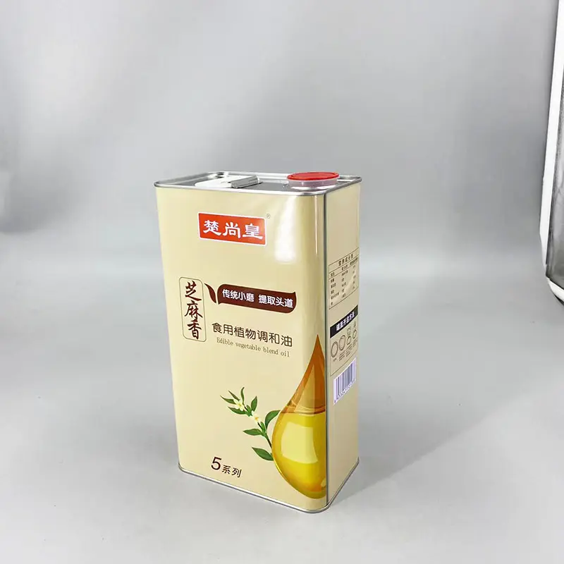Sıcak satış 5L gıda yağ sınıfı teneke kutu plastik kapak kare teneke kutu zeytinyağı kanola yağı