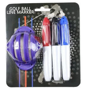 High Quality Custom 3 Lines Golf Ball Liner Marker Set Blister Box Golf Ball Alignment Kit Golf Ball Line Marker with Mark Pens