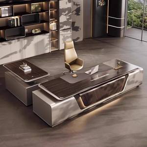 Meja Kantor Eksekutif Modern Set Furnitur Kantor Mewah Kelas Atas Bentuk L Meja Kantor CEO Meja dan Kursi Kantor Kayu - Product Image 1