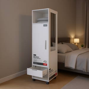 Armario de Melamina Db Summit con 1 Cajón, Puerta con Bisagras y Espejo, Mueble Moderno y Minimalista para Dormitorio de Apartamento - Product Image 2