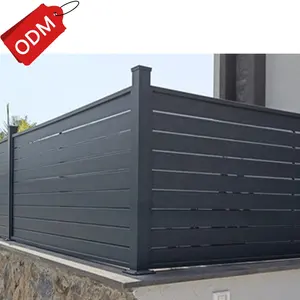 Garten schwarz pulverbeschichteter Metallzaun im Freien horizontale Aluminium-Privacy-Zaunplatten