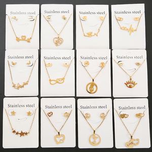 Conjunto de Joyería de Acero Inoxidable para Mujer, Chapado en Oro de 18k, Collar y Aretes, Marca de Moda para Bodas y Fiestas - Product Image 2