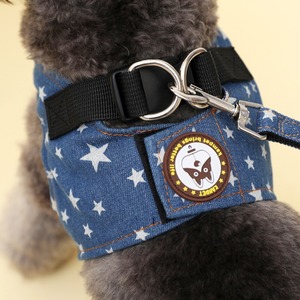 Accessoires <span class=keywords><strong>pour</strong></span> animaux de compagnie Nylon Denim gilet chat harnais à la mode impression écologique chien <span class=keywords><strong>laisse</strong></span> marche en plein air <span class=keywords><strong>pour</strong></span> les humains Teddy chaîne ensemble - Product Image 3