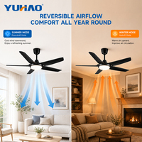 Ventilateur de plafond LED BLDC robuste et dimmable de 46 pouces en ABS acrylique pour villa, salon et salle à manger, avec éclairage, OEM/ODM