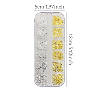 12 compartiments/boîte – Bijoux d'ongles en métal doré et argenté, diamants, multiples styles : nœuds, fleurs, cœurs, mini accessoires en alliage pour ongles