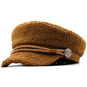 冬の暖かさラムウールピュアカラー文学ブリティッシュスタイルオクタングルユンベレー帽女性