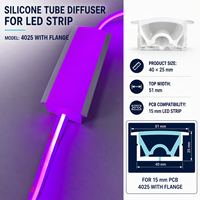 Diffuseur en tube de silicone pour bande LED 4025 avec bride de 15 mm, profil d'éclairage linéaire encastré pour PCB