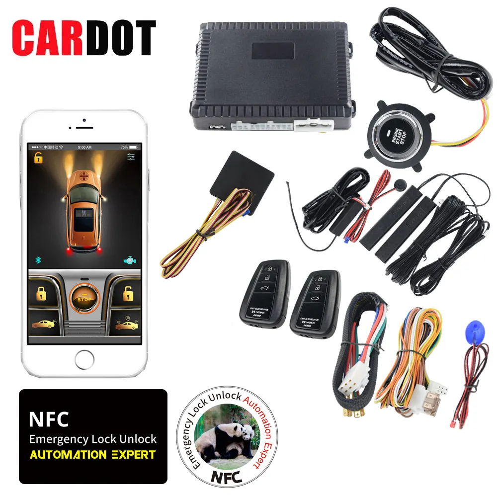 Sistema de alarme de carro inteligente com botão remoto KOL NFC para partida do motor