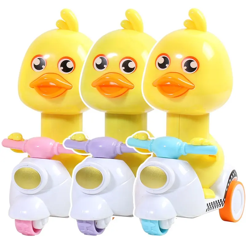 A buon mercato promozionale di plastica per bambini bambini premere piccolo giallo anatra di ritorno auto giocattolo