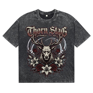 Gothic Letter Print <b>Men's</b> Wash Garment Dye Cotton T-Shirt Custom Superior Quality Casual Breathable Fabric Tees for Wholesale - Product Image 1