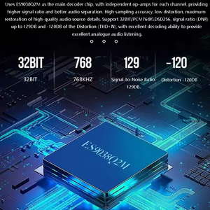 Reproductor de música Digital <span class=keywords><strong>HIFI</strong></span> de escritorio, reproductor de música Digital Dual ES9038Q2M DAC QCC5125 Bt 5,1, decodificación de música giratoria, compatible con decodificación DSD256 DTS - Product Image 4
