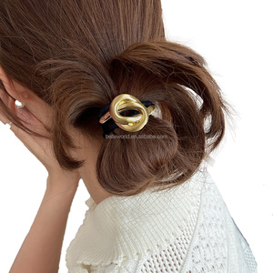 BELLEWORL2025 D Factory Hot Selling Simple Design Alloy Charm Elastic <strong>Hair</strong> Band Gold Color Good Quality Metallic <strong>Hair</strong> Tie <strong>Clasp</strong> - Product Image 2